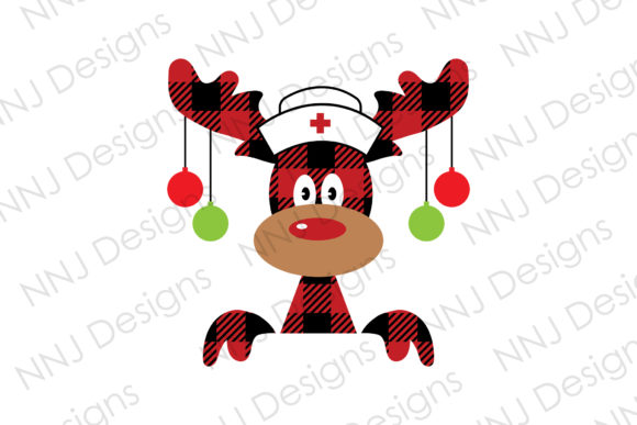 Buffalo Plaid Moose Nurse Life Christmas Graphics