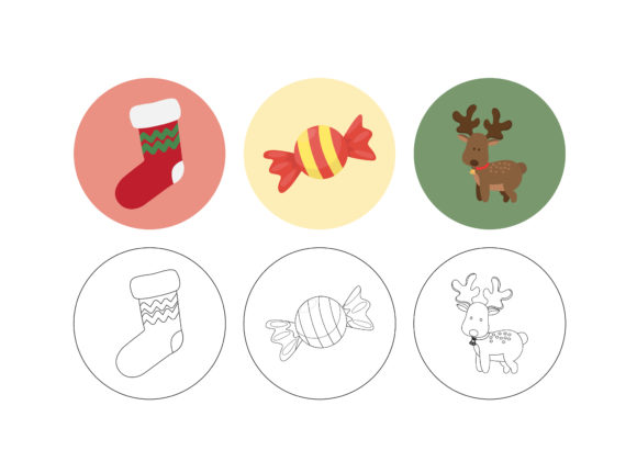 Christmas Deer Fill Outline Bundle: A Versatile Graphics and Illustrations Asset