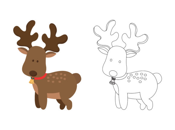 Christmas Deer Fill Outline Icon: A Versatile Graphics Asset