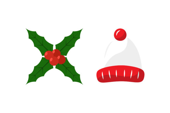 Christmas Hat Mistletoe Set Vector: Perfect for Festive Branding