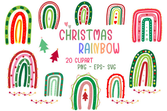 Christmas Rainbow Clip Art: A Vibrant Graphics Set