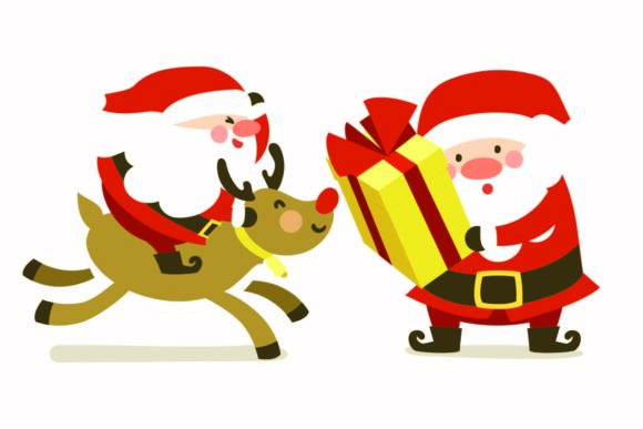 Christmas Santa Claus Gift Deer Vector: A Festive Graphics Asset