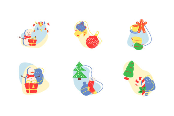 Christmas Season Flat Illustrations Set for Graphics